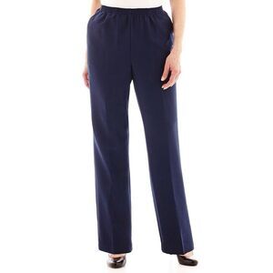 Alfred Dunner Classics Straight Mid-Rise Pants - Navy - 18 Petite Short